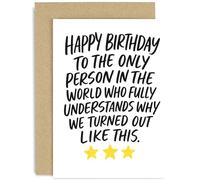 Sibling Birthday Card for Sister or Brother, Twin Bday Gift, Funny Humorous Hilarious Joke Between You, Blank Inside