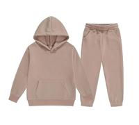 Siblings Clothing Set Girls Long Sleeve Solid Warm Hoodie Pullover Tops Trousers Kids Outfits Tracksuit Baby Outfits, beige, 10-11 Years