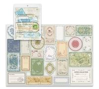 SIBLYMONA 200pcs Vintage Memo Pack - Vintage Scrapbook Supplies, Junk Journal Set with Vintage Labels & Sticky Notes, Ephemera for Junk Journals, Scrapbook Labels, Journal Supplies Set (Green, 200PCS)