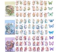 SIBLYMONA Vintage Fairy Stickers 120Pcs Transparent Stickers for Scrapbooking Journaling, Floral Butterfly Cottagecore Junk Journal Scrapbook Supplies, Rub On Transfers for Crafts (120, Blue)