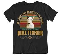 SIBOER Men's Bull Terrier Dog T-Shirts for Dogs Pet Lovers Vintage Cute Best Friend Black XXL