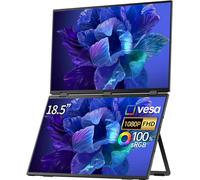 sibolan 18.5" Dual Screen Portable Monitor Set 100Hz, 100% sRGB, 1080P HDR - 330° Rotation, Folding Design, Versatile Solution for PC, Mobile Phone, Game Console, Including Stand, Plug and Play