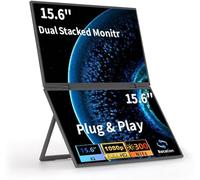 sibolan Dual Portable Monitor, 15.6" 1080P FHD IPS Folding Stacked Triple Laptop Screen Extender, USB-C Plug & Play Travel Extended Computer Display for Laptop PC Windows Mac/Stand