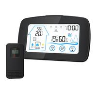 Sibomtex Backlight Touch Screen Digital Weather Station, Smart Temperature and Humidity Meter Weather Clock, With Temperature and Humidity Detection, OpenClose Window Reminder, Maximum and Minimum