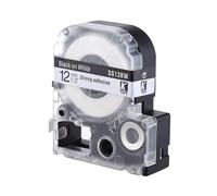 SIBOMTEX Black on White Label Tape 12mm * 8m Compatible for Kingjim Epson Label Printer LW400/LW600/SR230C/SR230CH/SR530C/SR550C