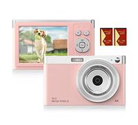 SIBOMTEX Compact 4K Digital Camera Video Camcorder 50MP 2.88Inch IPS Screen Auto Focus 16X -shake Face Detact Smile Capture Built-in Flash with 2pcs Batteries Carry Bag Wrist S for Kids