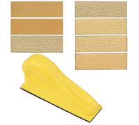 Sibomtex Micro Sander Kit 3.5x1 Inch Mini for Small Projects, Detail Handle Sanding Tools, 70 Sheets Sandpaper Wood 406080120180240320, DIY Handicrafts Polishing Yellow