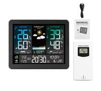 Sibomtex Multi-function Professional Electronic Weather Station nt Color Screen Clock Temperature Humidity Barometric Pressure Moon Phase Weather Forecast Display Alarm Clock Support 8-Language