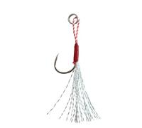 SIBOMTEX Slow Jigging Fishing Cast Jigs Assist Hook Barbed Single Jig Hooks Thread Feather High Carbon Steel 10pcs/Lot