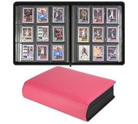 Sibonic 9 Pocket TopLoader Binder, Holds 360 3”x4” Toploader Hard Cases, Sleeves Card Collection Binder, 20 Double Sided Pages, Compatible with Trading & Sports Holder - Pink