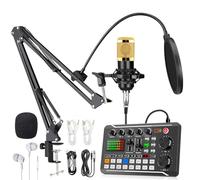 SIBORIE F998 Podcast Equipment Bundle for Tiktok and YouTube Vlog,Sound Board with Audio Interface,Condenser Karaoke Microphone,Streaming Podcast Starter Kit DJ Audio Mixer (F998+BM800 MIC)
