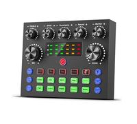 SIBORIE V8S Podcast Mixer, 2-Channel USB Sound Card, DJ Audio Mixer Interface for PC Game Live Streaming or Podcast with Voice Changer & Multiple Sound Effects