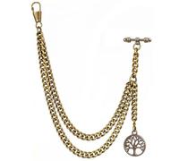 SIBOSUN Albert Pocket Watch, T-bar Chain with Life Tree Pendant, Curb Link with 2 Hook Antique Fob T Bar for Men - Bronze