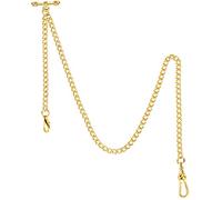 SIBOSUN Albert Vest Pocket Watch with T Bar & Lobster Clasps Gold Curb Link Chain & Stand