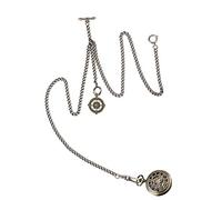SIBOSUN Men's Double Albert Chain Pocket Watch T-Bar Watch Chain Curb Link Key Chain 3 Hooks with Antique Compass Pendant Design Charm Fob Bronze （NOT Including A Pocket Watch）