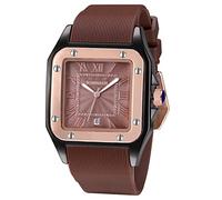 SIBOSUN Mens Wrist Watch Square Watch Minimalist Analog Fashion Quartz Watches for Men Silicone Straps Square Dial Black Business Casual Daily Men Watch, 1. Brown