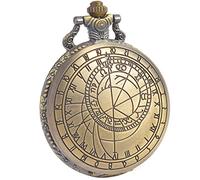 SIBOSUN Pocket Watch Chain Quartz Movement Arabic Numerals Half Hunter Smooth Back Case Bronze Vintage Box, 3.Copper, 53.Copper