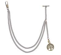 SIBOSUN Pocket Watch Chain Single Albert Chain T Bar with Lobster Clasps & Life Tree Pendant, 1.2 Brown-Lobster Clasps