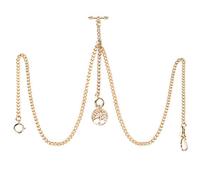 SIBOSUN Pocket Watch with Double Albert Chain, T Bar Watch Chain and Life Tree Pendant Design in Gold