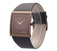 SIBOSUN Wrist Watch Minimalist Men Square Dial Bussiness Style Leather Strap Quartz Analog, 1 Brown, L