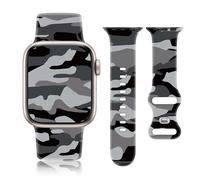 SIBOYL Camo Band fits Apple Watch Bands for Men Women 45mm 44mm 42mm 49mm, Sport Apple Watch Ultra Band for Mens, Silicone Strap for iWatch Bands Series 9 Series 8 SE 7 6 5 4 3 2 1 Ultra 2 1-Black