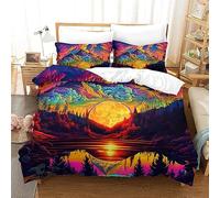 SIBREA Bedding Piece Ultra Soft Psychedelic Nature Down duvet cover three piece set Microfiber Luxury Quilt Cover All-Season Size: 200X200cm (1 quilt cover with 2 pillowcases)