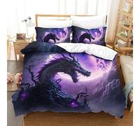 SIBREA Duvet Cover Set King Size Dragon Duvet Cover Set 3 Pieces Microfiber Luxury Quilt Cover for All Seasons Size: 200x200cm (1 quilt cover 2 pillowcases)