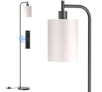 SIBRILLE Floor Lamp with Linen Shade, Dimmable Tall Standing Lamp with Remote Control & 3 Color Temperatures, Modern Floor Lamps for Living Room Bedroom Office Corner, 9W LED Bulb Included