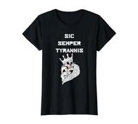 Sic Semper Tyrannis Ace Skull King Thus Always to Tyrants Value Graphic T-Shirt, Women, Black, M