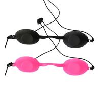 SICAILU 2 Pcs Safety Tanning Goggles, Durable Eye Patch for Patients in Ipl, UV, Infrared LED Light Therapy Sunbathing on the Beach, Comfort-Fit Silicone Goggles with Adjustable Strap(2, black&pink)