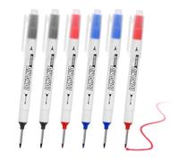 SICAILU 6 Pcs Waterproof Deep Reach brushes, Deep Hole brushes with 50mm Ruler, Permanent brush for Carpenters Building Workers and Construction (Black Blue Red)