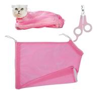 SICAILU Cat Bath Bag with Pet Nail Scissors, Anti Bite Anti Scratch Cat Grooming Mesh Bag, Cat Grooming Kit for Pet Shower, Cleaning Ear, Nail Trimming, Medicine Feeding
