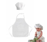 SICAILU Newborn Baby Chef Costume, Newborn Baby Photography Props, Chef Hat + Apron, Infant Toddler Outfit, for Photoshoot Birthday Party(White, L)