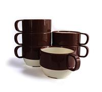 Sicaluya 11 oz Stackable Plastic Coffee Cups with Handle (6 Pack), Lightweight Party Cup for Kids & Adult & Elder, Dishwasher & Microwave Safe, Unbreakable Mug set for Water, Coffee, Milk, Juice, Tea