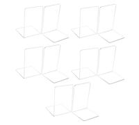SICANAUO 10Pcs Acrylic Bookends, Clear Book Ends for Shelves, Heavy Duty Desktop Organizer and Book Stopper, Desktop Books Holders for School Supplies Home Library Office Cd File Books Video Games
