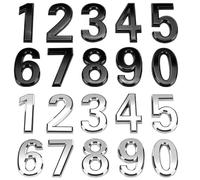SICANAUO 20 Pcs House Numbers, 2 Inch Self-Adhesive Door Numbers, 3D Mailbox Number 0-9, Waterproof Address Number for House Apartment Mailbox Office Hotel Room(Black+Silver)