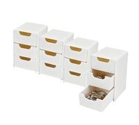 SICANAUO 4pcs Drawer Organiser, 3-Tier Desktop Tidy Organizer for Storage, 5.1inch Tall Plastic Makeup Storage Container, Supplies Stationary Organiser for Office School Home Makeup Dorm