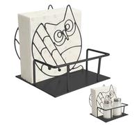 SICANAUO Napkin Holder, Napkin Dispenser with Salt & Pepper Shaker Caddy, Owl Metal Napkin Rack for Table, Serviette Holder for Kitchen Restaurants Cocktail Bar Dinning Countertop Picnic (Black)