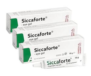 Siccaforte Eye Gel with Carbomer | Smooth, Moisturizing and Healing for Fresh Eyes | Soothing Irritated and Sore Eyes | Comfortable on Eyes for Day Time Use | Long Term Relief (3 x 10 g)