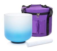Siceeoly 7" G Note 432HZ Azure Blue Color Crystal Singing Bowl Frosted Quartz Root Base Chakra Meditation Sound Healing with Durable Carrying Case Suede Striker O-ring