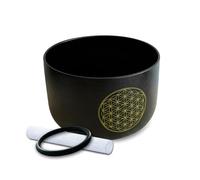 Siceeoly 7" G Note Flower of Life Crystal Singing Bowl Frosted Quartz Throat Chakra Meditation Sound Healing with Suede Striker O-ring