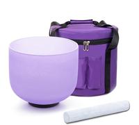 Siceeoly 8" A Note 432HZ Light Purple Color Crystal Singing Bowl Frosted Quartz Root Base Chakra Meditation Sound Healing with Durable Carrying Case Suede Striker O-ring