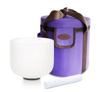 Siceeoly 8" F Note Crystal Singing Bowl Set Frosted Quartz Heart Chakra Meditation Sound Healing with Durable Carrying Case Suede Striker O-ring