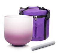Siceeoly Singing Bowl 7 inch B Note 432Hz Purple Color Crown Chakra Quartz Frosted Crystal Meditation Bowl with Carrying Case Suede Mallet and O-ring