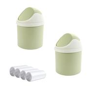Sicheii 2Pcs Desktop Trash Can with Swing Lid & 120 Trash Bag, Mini Countertop Trash Can for Desk, Tiny Cute Garbage Can, Small Waste Bin for Tabletop Counter Top Vanity Home Office Car (Green)