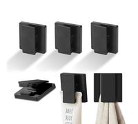 Sicheii 6 PCS Adhesive Wall Clips for Hanging, Tapestry Hangers for Wall, No Drill Towel Holder Hook Poster Picture Binder Spring Clips, Sticky for Bathroom Kitchen Home Office (Black)