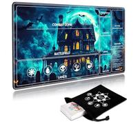 SichKards for MTG Playmat with Card Storage Bag,Non-Slip Rubber Base & Smooth Surface 24x14in,Beginner-Friendly Magic Mat for Commander Deck,Cemetery Castle