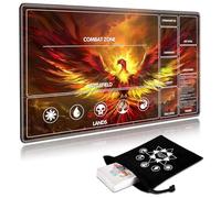 SichKards for MTG Playmat with Card Storage Bag,Non-Slip Rubber Base & Smooth Surface 24x14in,Beginner-Friendly Magic Mat for Commander Deck,Phoenix Flame Bird
