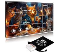 SichKards for MTG Playmat with Card Storage Bag,Non-Slip Rubber Base & Smooth Surface 24x14in,Beginner-Friendly Magic Mat for Commander Deck,Cats Playing Cards-1