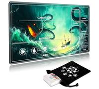 SichKards for MTG Playmat with Card Storage Bag,Non-Slip Rubber Base & Smooth Surface 24x14in,Beginner-Friendly Magic Mat for Commander Deck,Sea Monsters